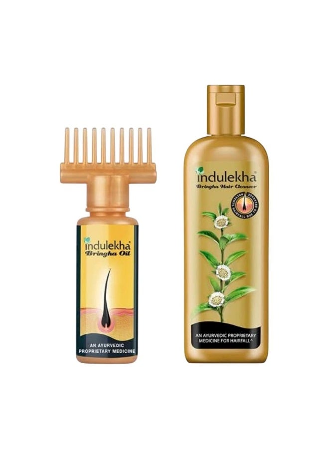 Indulekha Bringha Oil 100ml + Bringha Shampoo 340ml Combo Pack Reduce Hairfall with 9 Full Bringha Plant Extracts - Image 1